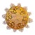 Vintage Brass Sunburst Ceiling Light, Hand-Painted Pink Crystal Beaded Mandala Chandelier, 10-Light Flush Mount For Sale