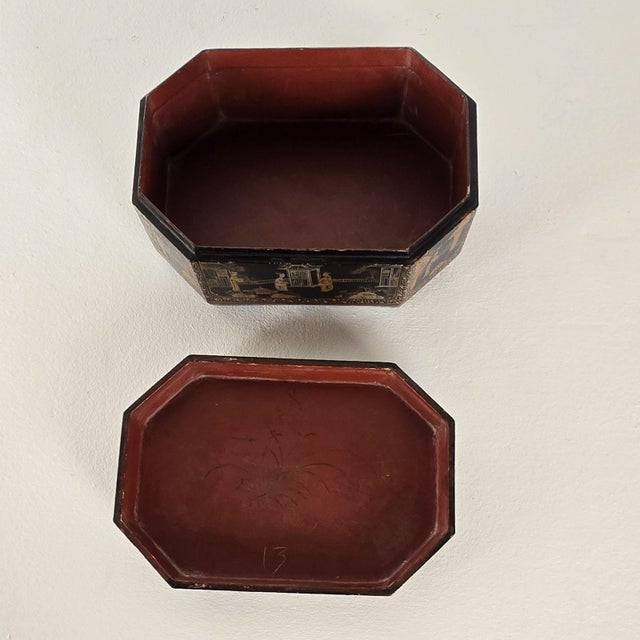 Black 19th Century Chinese Lacquered & Gilt Box For Sale - Image 8 of 8