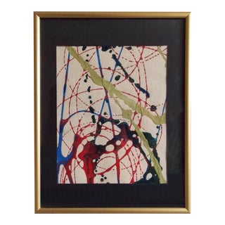 1970s Hand Painted Fabric Action Painting For Sale