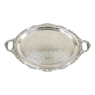Vintage Baroque by Wallace Oval Silver Plated Victorian Serving Platter Tray For Sale