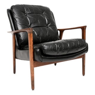 Vintage Swedish Armchair in Leather by Inge Andersson from Brødere Andersen, 1960 For Sale