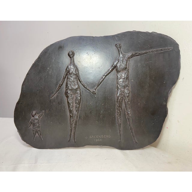 Plastic Vintage Signed Joseph J. Greenberg Resin Figural Man Lady Family Wall Sculpture For Sale - Image 7 of 14