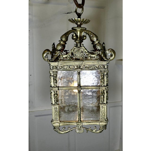 Large French Gothic Decorated Hall Lantern Ceiling Light, 1890s For Sale - Image 3 of 13