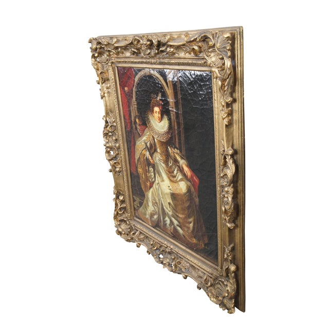English Maria Di Antonia Serra Portrait Oil Painting After Peter Paul Rubens 40" For Sale - Image 3 of 12