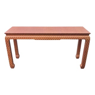 Late 20th Century Baker Raffia Wrapped Console Table For Sale