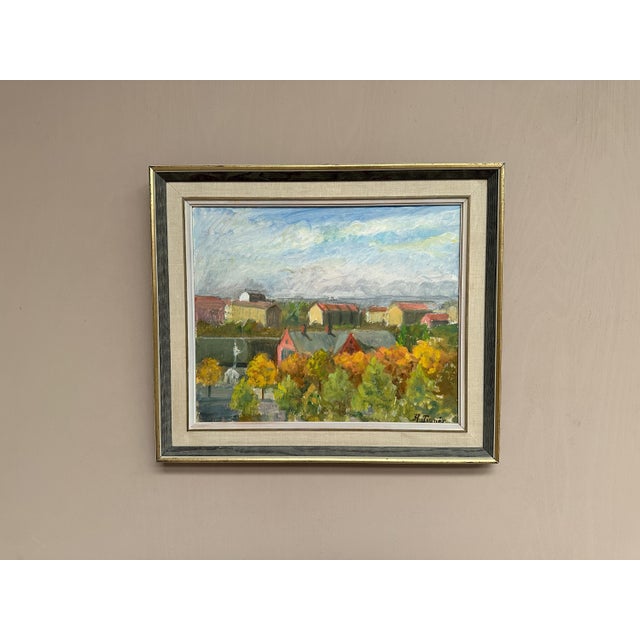 Hedvig Tegnér, Cityscape in Autumn Colors, 1950s, Oil on Canvas, Framed For Sale - Image 17 of 18