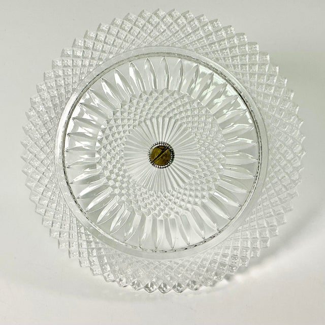 Mid 20th Century Mid 20th Century Hollywood Regency Boho Chic Glass Diamond Point Bon Bon Plate. For Sale - Image 5 of 8