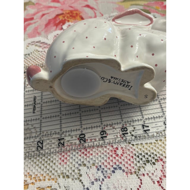 Mid 20th Century Tiffany & Co. Austria Ceramic Bunny Bank – White & Pink For Sale - Image 13 of 14