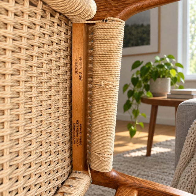 1950s 1950s Hans J. Wegner Ch23 Danish Modern Oak & Paper Cord Dining Chair For Sale - Image 5 of 9