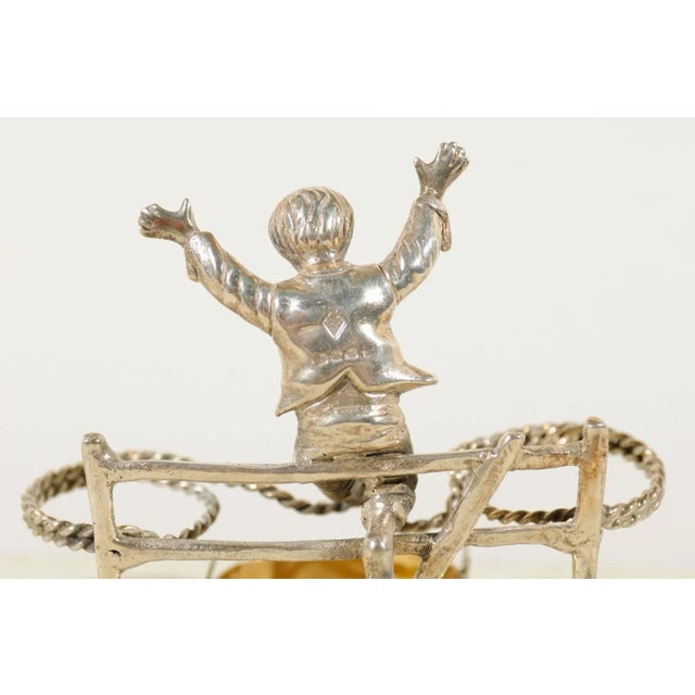 Circa 1873 English Silverplate Cruet Set of Young Boy Leaping in the Air For Sale - Image 9 of 11