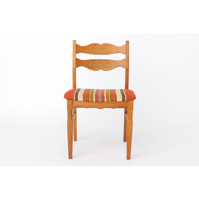 Danish Modern Oak Dining Chairs by Henning Kjærnulf for EG Furniture, 1970s, Set of 4 For Sale - Image 4 of 10