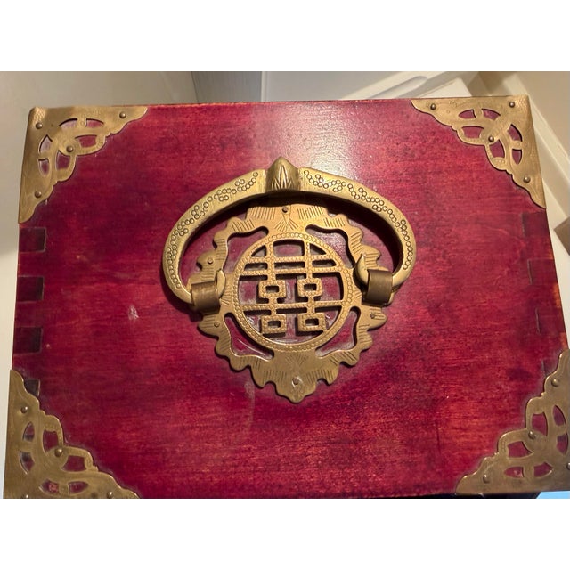 Mid 20th Century Chinese Rosewood and Carved Jade Jewelry Chest / Box For Sale - Image 14 of 15