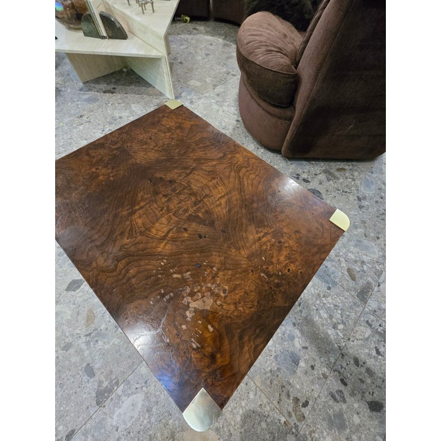 Wood Burl and Golden Brass Tiered Side Table by Century Furniture For Sale - Image 7 of 14