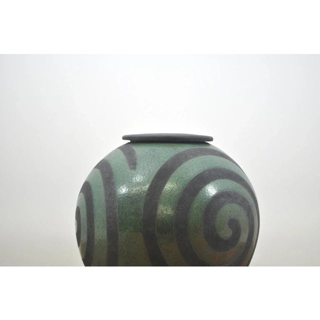 Mid-Century Modern Japanese Raku Ceramic Vessel With Lid For Sale - Image 9 of 12