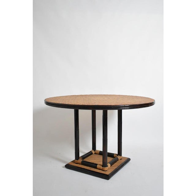 Vintage Round Rattan Dining Table, 1970s For Sale - Image 3 of 7