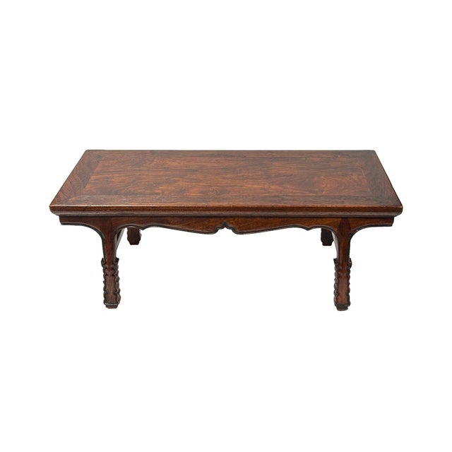 Traditional 15" Brown Wood Rectangular Carving Legs Display Stand Riser For Sale - Image 3 of 7