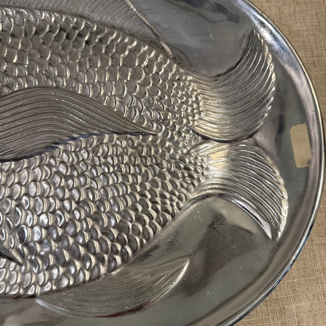 Vintage Cast Aluminum Large 17” Oval Fish Serving Platter Mexico For Sale - Image 4 of 8
