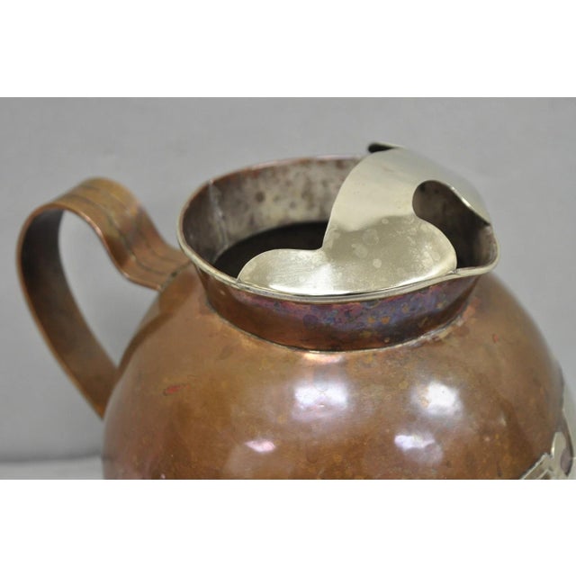 Vintage Artesanias Taxco Mexico Primitive Water Pitcher Silver Mounted Copper For Sale - Image 15 of 16
