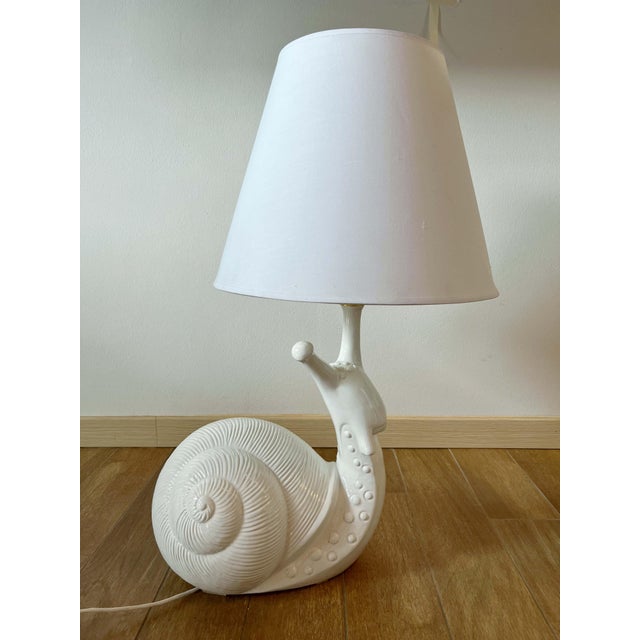 Fornasetti Rare Ceramic Snail Table Lamp For Sale - Image 11 of 14