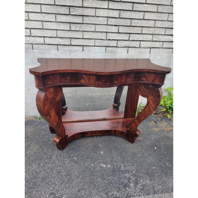 Traditional American Empire Figured Mahogany Pier Table 1840's For Sale - Image 3 of 12