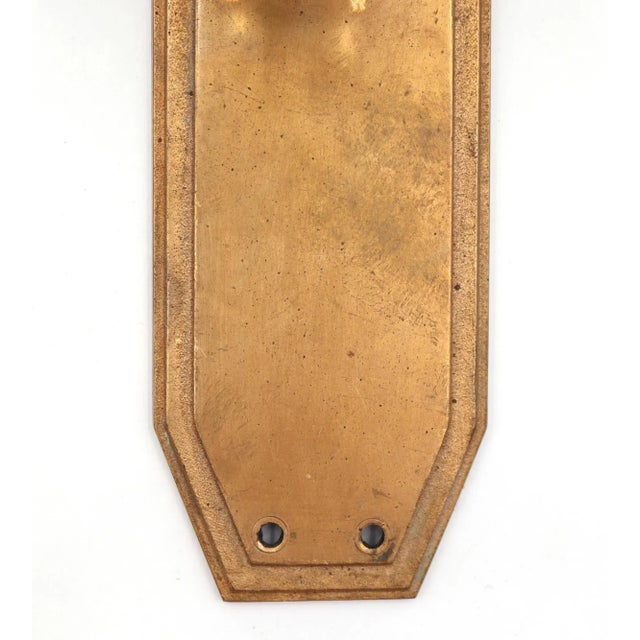 Vintage Round Glass Art Deco Brass Dummy Door Knob Set For Sale - Image 4 of 7