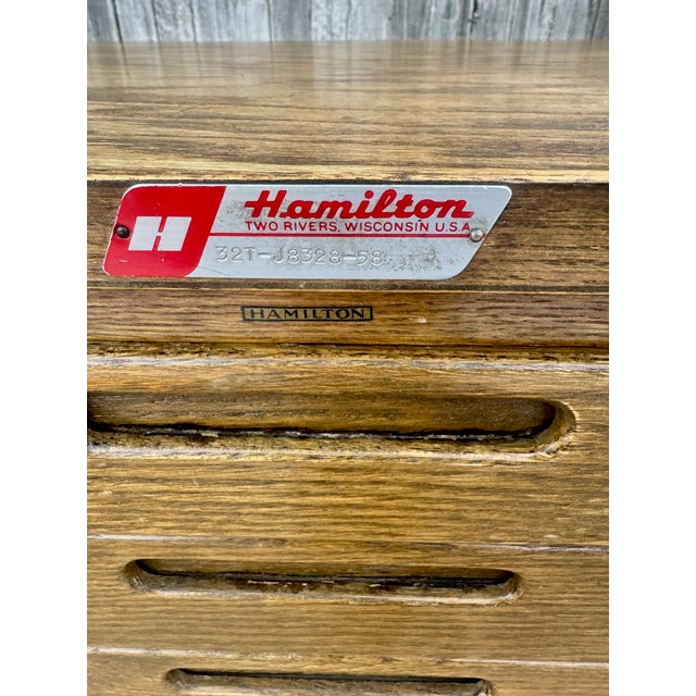 Brown Vintage Hamilton Double-Stack Oak Flat File Cabinet For Sale - Image 8 of 8