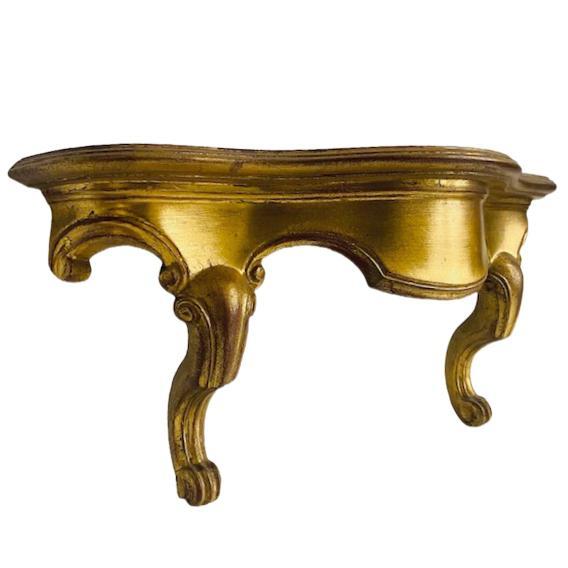 Vintage Florentine Style Wall Console in Gilt Wood For Sale - Image 4 of 6