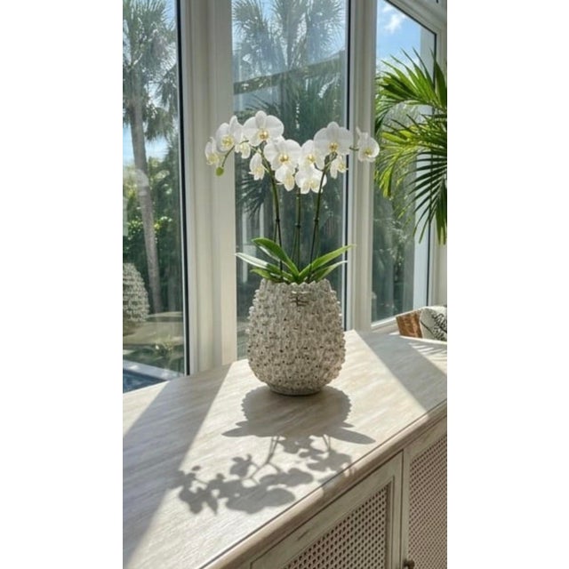 Ceramic Vintage Italian Textured Sea Urchin Ceramic Studio Vase For Sale - Image 7 of 12