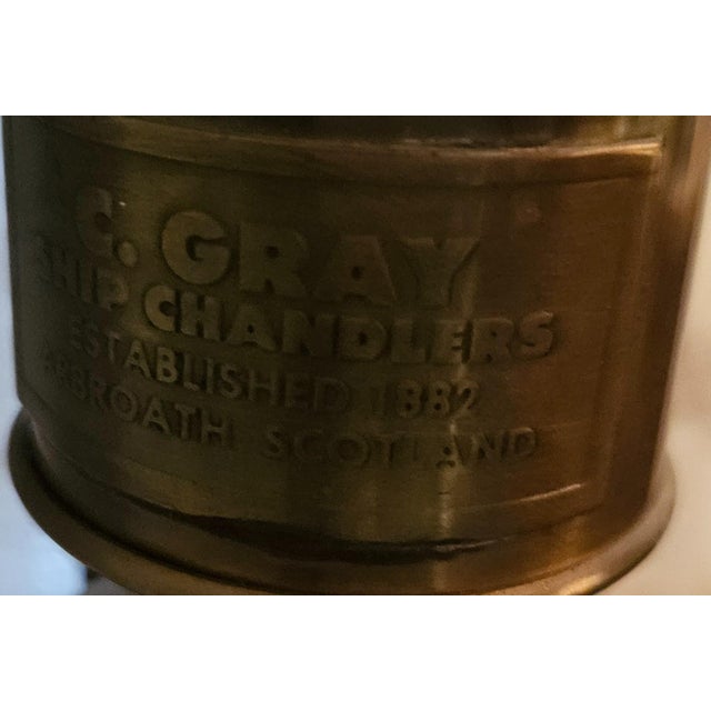 C Gray Chandlers 1882 Scotland Green Cased Glass Brass Gimble Wall Mount Lamp For Sale - Image 17 of 18