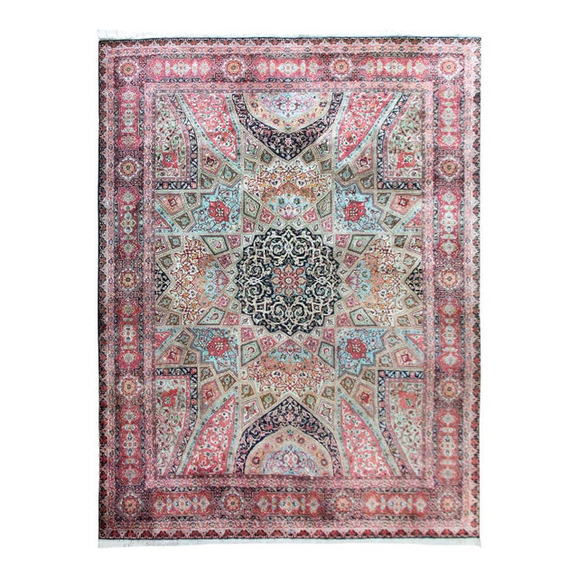 Vintage Persian Qum Rug For Sale