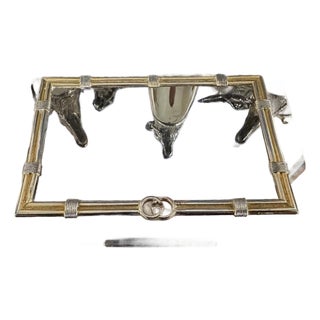 Late 20th Century Gucci Deadstock Silverplate Wood Lined Cigar Box With Gg Detail For Sale