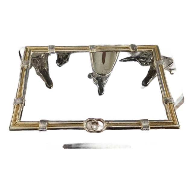 Late 20th Century Gucci Deadstock Silverplate Wood Lined Cigar Box With Gg Detail For Sale