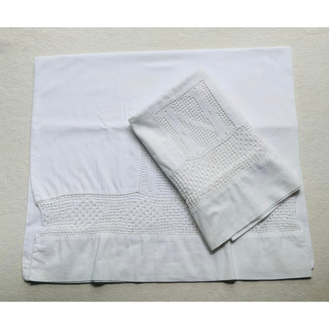 10 Antique Cotton Pillowcases — Crochet, Whitework & Monogram — Nantucket Estate, C. 1930s For Sale - Image 16 of 18