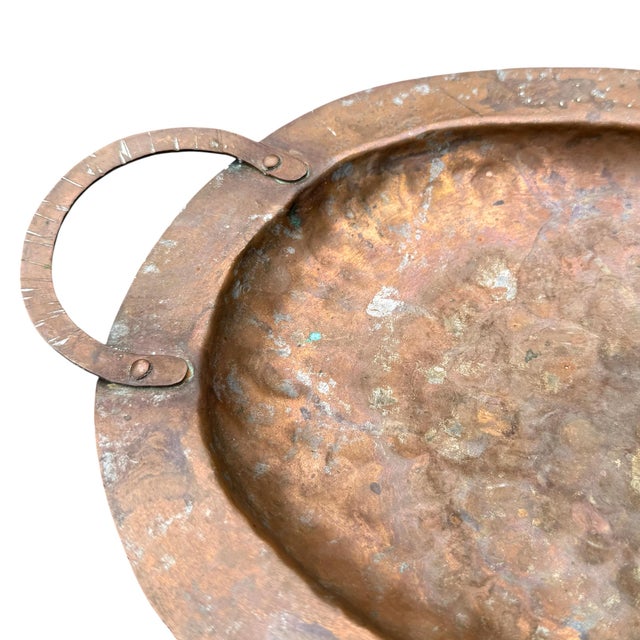 American Arts & Crafts Hammered Copper Tray For Sale - Image 9 of 13