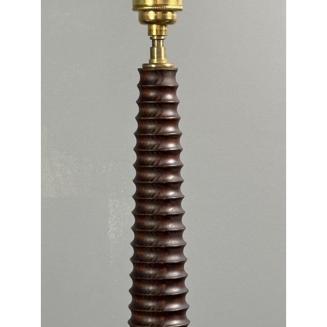 1980s Mid-Century French Turned Wood Table Lamps in the style of Charles Dudouyt, 1970s, Set of 2 For Sale - Image 5 of 11