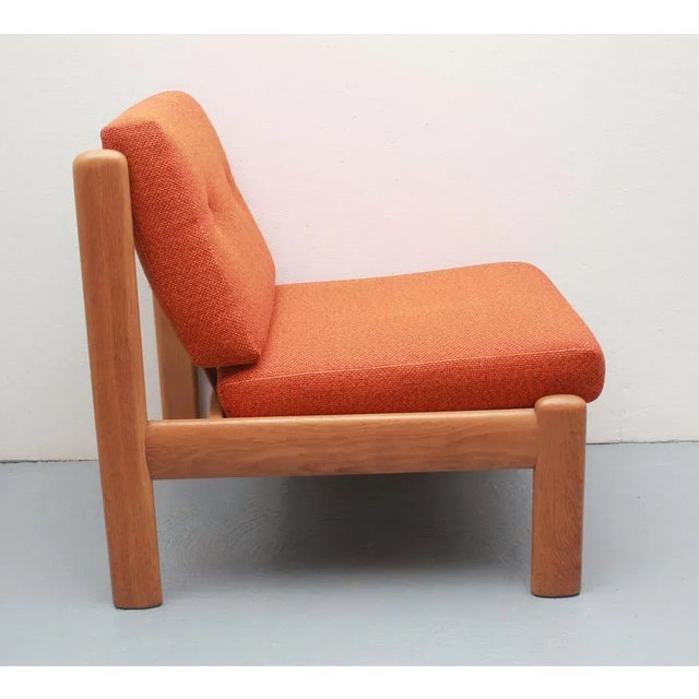 Lounge Chair in Light Oak and Orange Upholstery, 1975 For Sale - Image 6 of 12