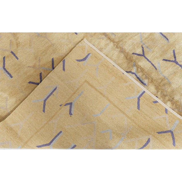 Early 21st Century "Trine" Contemporary Geometric Warm Tan Silk Rug by Doris Leslie Blau For Sale - Image 5 of 6