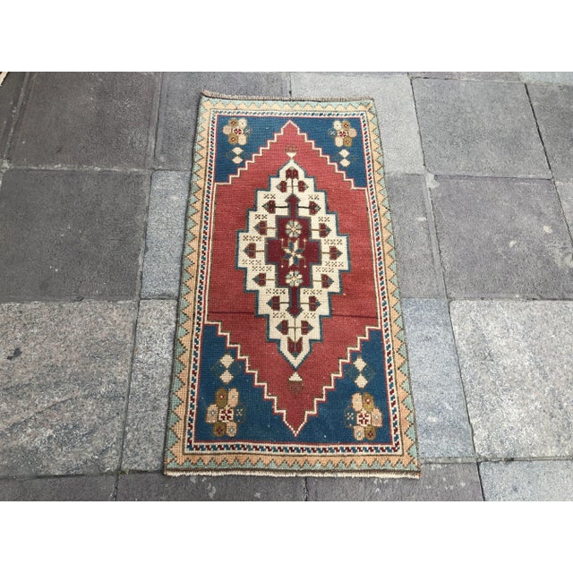 Vintage Decorative Handknotted Rug- 1′10″ × 3′7″ For Sale - Image 6 of 6