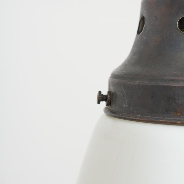 1940s Vintage Art Deco Church Opaline Milk Glass Pendant Light, 1940s For Sale - Image 5 of 8