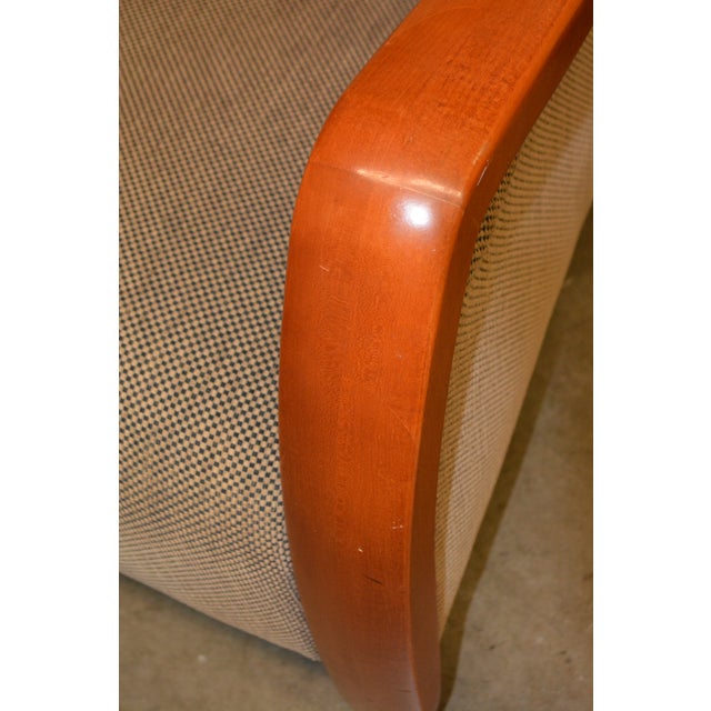 Restoration Hardware Picasso Arm Chair & Ottoman Tan/Black Checkered Upholstery For Sale - Image 9 of 18