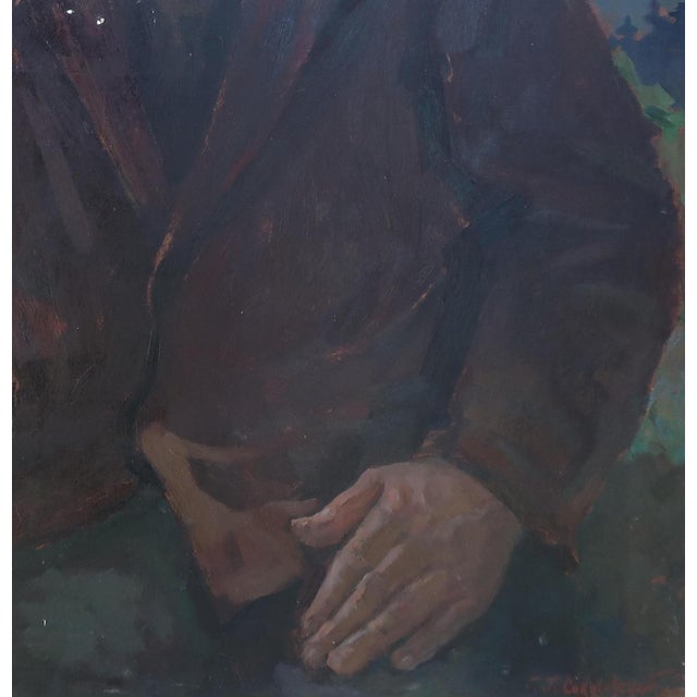 Soviet Man Portrait, Original Oil Painting by Sokolovsky, 1970s 78.5-79 For Sale - Image 6 of 6