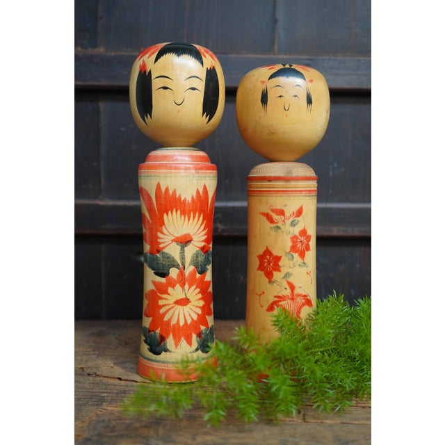 Black Vintage Traditional Narugo Kokeshi by Yusa Fukuju and Sakurai Shoji, Japan, 1950s, Set of 2 For Sale - Image 8 of 8