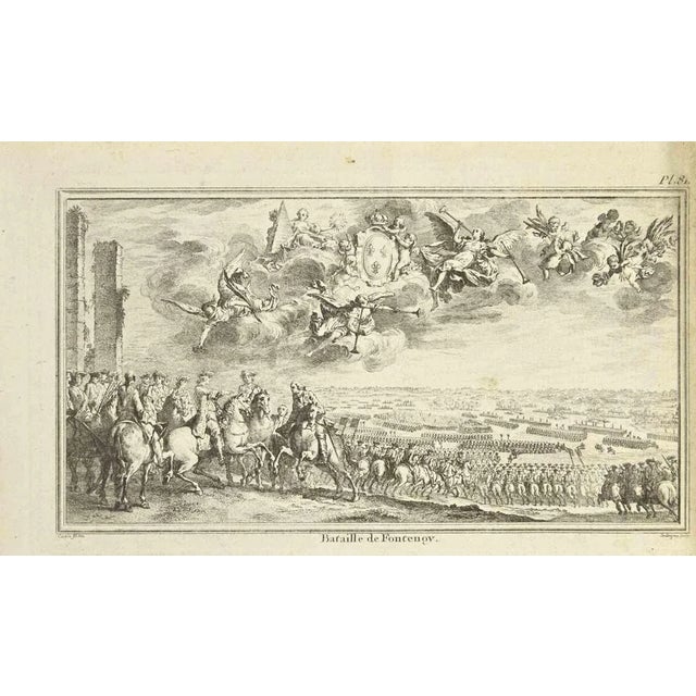The Battle of Fontenoy is an etching realized by Nicholas Cochin in 1755. Signed on the plate. Good conditions with...