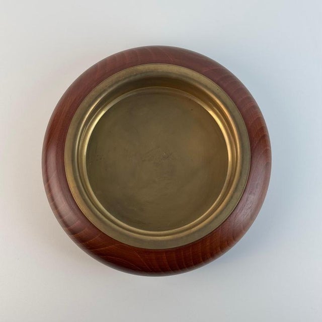 Italian Walnut and Patinated Brass Ashtray by Sandro Petti, 1970s For Sale - Image 6 of 11