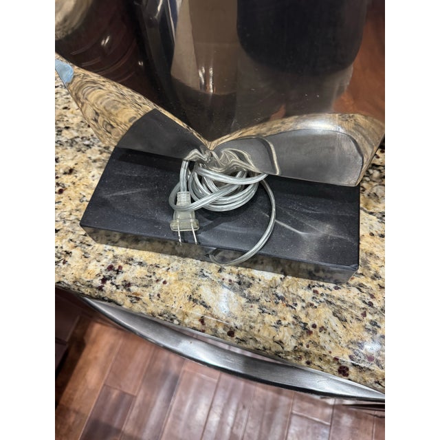 2000 - 2009 Pair of Arteriors Home Navarro Sculptural Table Lamps With Black Metal Shades For Sale - Image 5 of 6