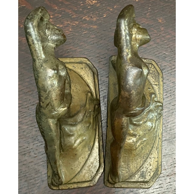 Metal Pair of Art Deco Orientalist Armor Bronze Dancer Bookends, 1920s - 1930s For Sale - Image 7 of 8