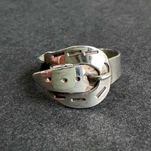 Taxco Mexico Sterling Silver Belt Buckle Ring Size 6.5 For Sale - Image 4 of 8