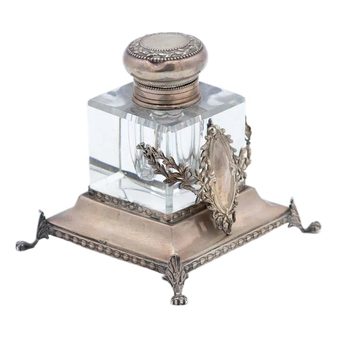 Silver Inkwell with Glass Tank | Chairish