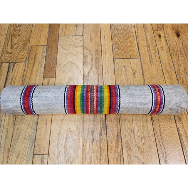 Vintage American Rag Runner, Handwoven Wool & Cotton, Stripe Pattern, 3x14 For Sale - Image 11 of 14