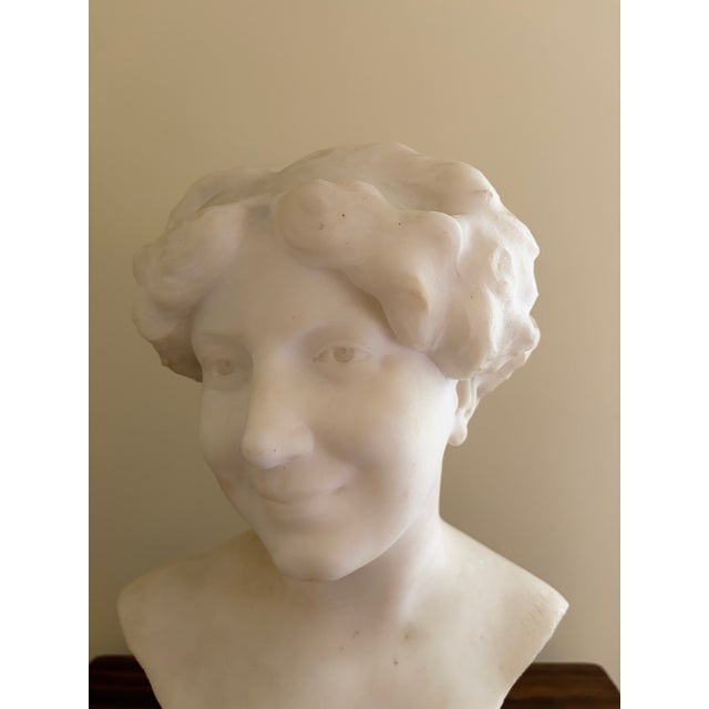1920s French Art Deco Carrara Marble Bust of Woman by Paul Philippe, Signed For Sale - Image 4 of 10